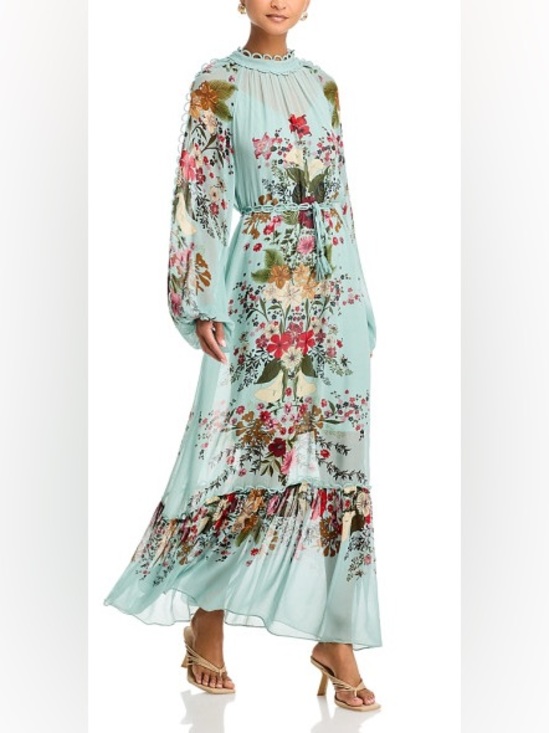 FARM Rio Dresses & Skirts - Farm Rio Dress Medium Beauty Bouquet Floral Long Sleeve Maxi Green Maxi Boho